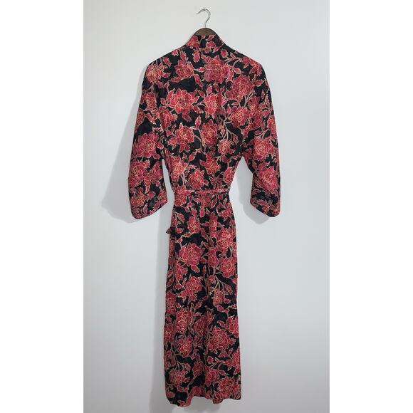 Vintage Victoria’s Secret Red Floral Seep Intimates Long Kimono Robe Size M/L - Picture 7 of 16